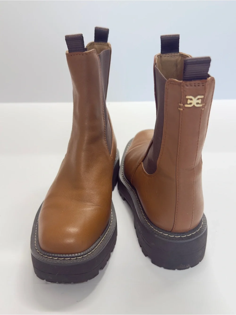 Sam Edelman Laguna Waterproof Chelsea Boot Tawny Brown Leather Lug Sole Size 7